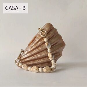 NEW!💫 CASA B| Celestial Marina Shell Acrylic Clutch Bag in Marble Sands